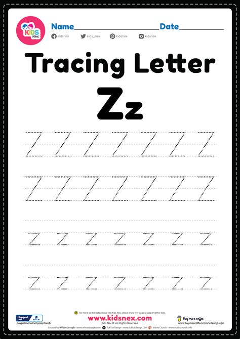Free Printable Pdf Tracing Letter Z Alphabet Worksheet