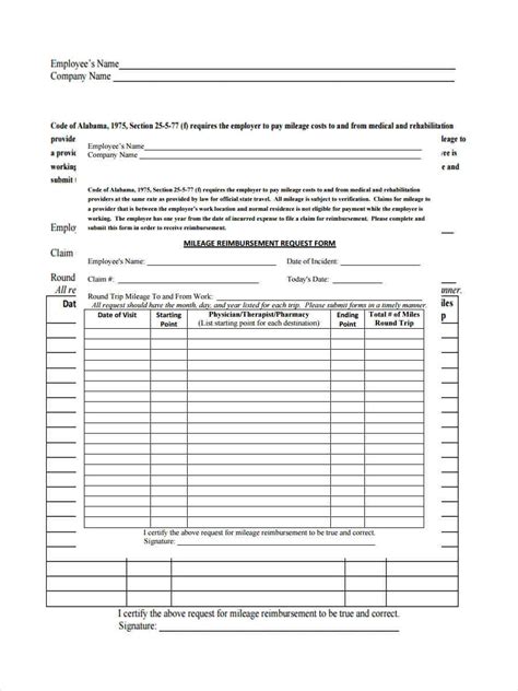 Free 12 Mileage Reimbursement Forms In Pdf Ms Word Excel