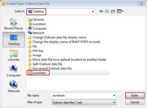 In the create or open outlook data file dialog box, in the file name box, enter a name for the file, and then choose ok. How to Change E-mail PST/OST File Default Location in ...