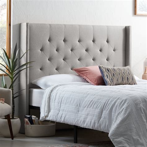Rest Haven Tufted Wingback Upholstered Headboard King California King Gray