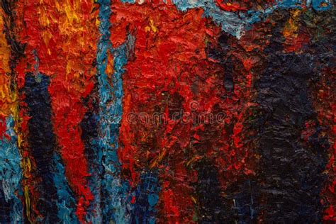 Orange Red Blue Abstract Painting Beautiful Brush Strokes And Canvas
