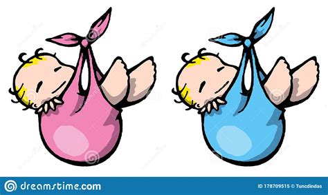 New Born Babies Girl And Boy Stock Vector Illustration Of Blue