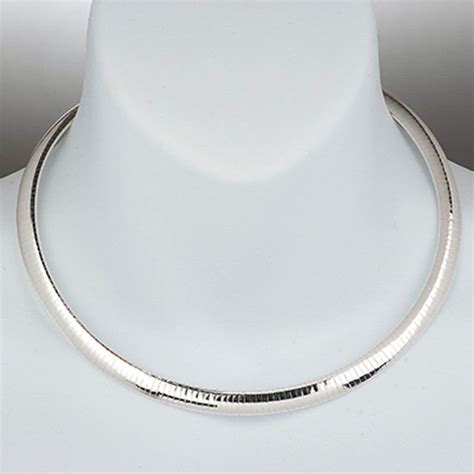 925 Sterling Silver Domed Omega Necklace 8 Mm Etsy