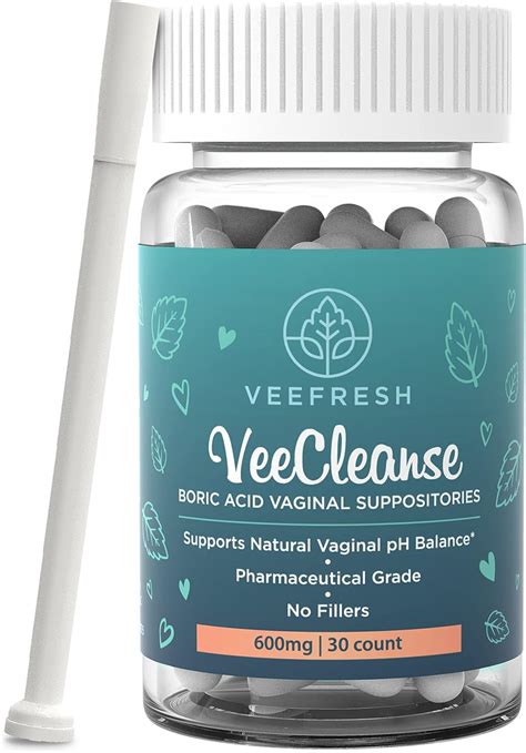 Veefresh Veecleanse Boric Acid Vaginal Suppositories Suppository Applicator
