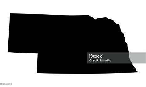 Vetores De Mapa Da Silhueta Do Estado De Nebraska E Mais Imagens De