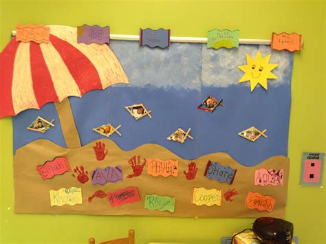 Summer Collage My Pre K Class Is Loving Our Summer Beach Bulletin Board Decorating Beach T