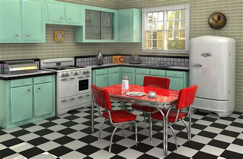 Sunny yellow retro kitchen remodel. Using Linoleum Flooring in Kitchens