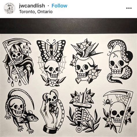 Traditional Skull Tattoo Flash Designs By Ivebeencalledmax On