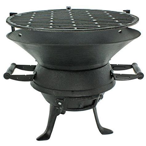 Black Barrel Charcoal Bbq W Cast Iron Adjustable Grill