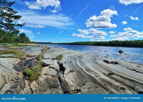 Beautiful Rocky Shore Of The White Sea Bay Chupa Karelia Russia
