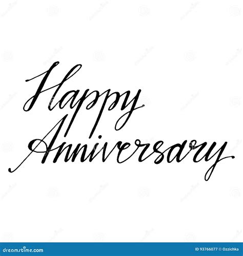 Hand Drawn Vector Lettering Happy Anniversary Phrase By Hand Isolated