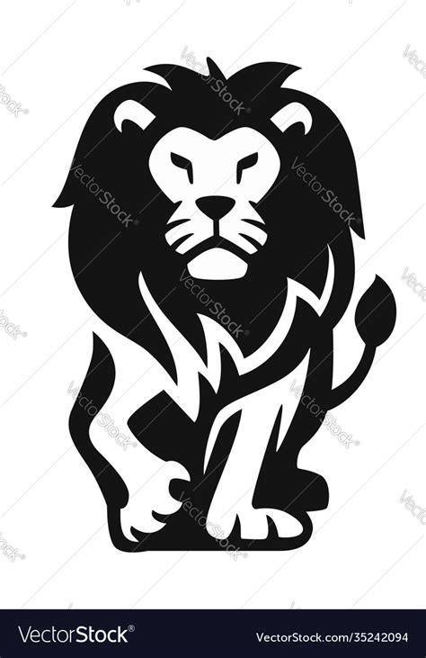 Black Lion Walking Right On White Background Vector Image