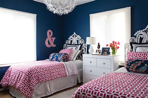 Full Blue And Pink Bedroom Cottage Style Decorating Renovating And