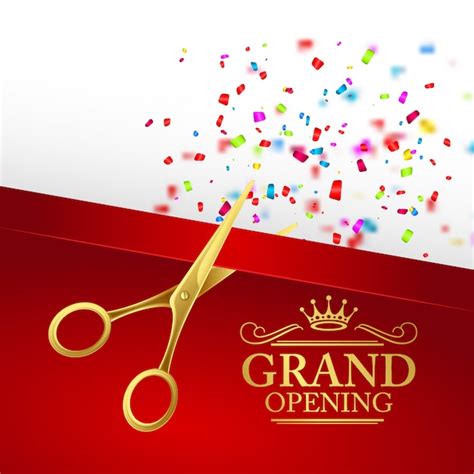 Premium Vector Grand Opening Illustration With Red Ribbon And Gold