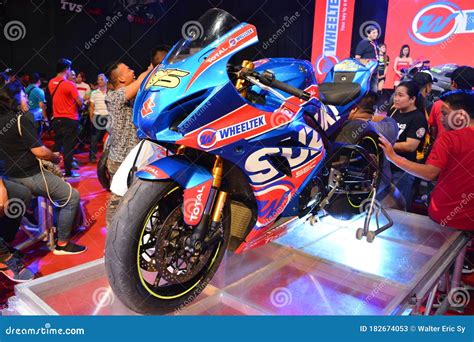 suzuki motorcycle booth at philippine moto heritage weekend editorial image