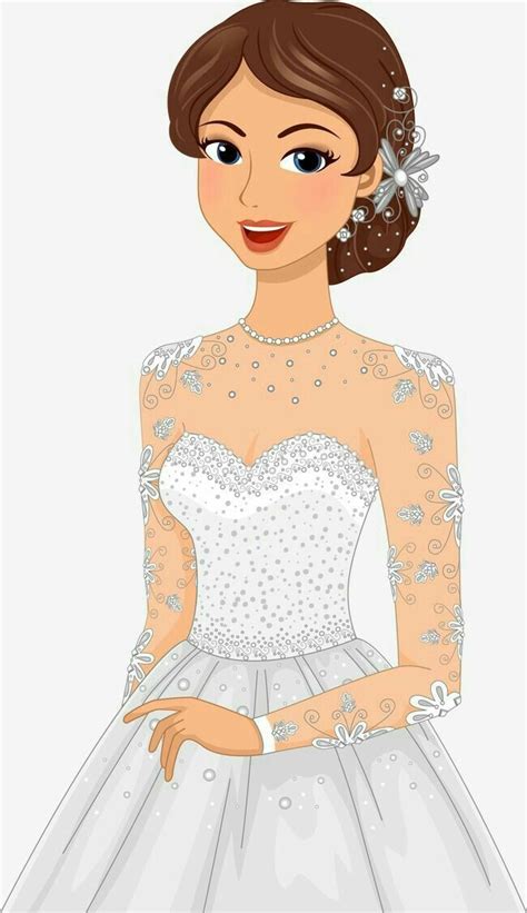 Beautiful Girl In Bridal Dress Bride Clipart Wedding Couple Cartoon