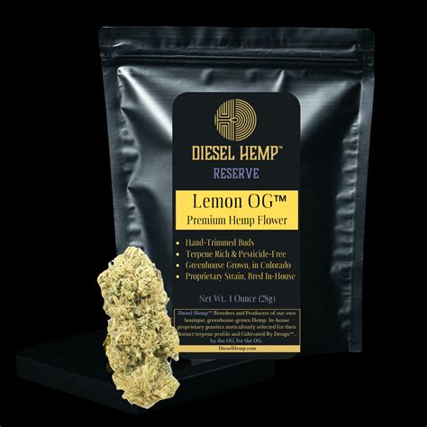 Lemon Og Cbd Flower 1 Ounce Bag Diesel Hemp