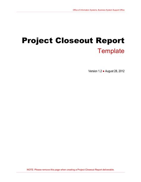Project Closeout Report Template In Word And Pdf Formats