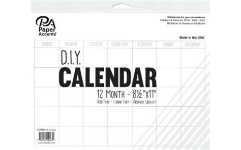 Diy Calendar 85x11 12 Month Blank White 1 Harris Teeter