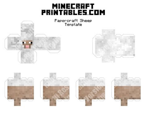Sheep Printable Minecraft Sheep Papercraft Template
