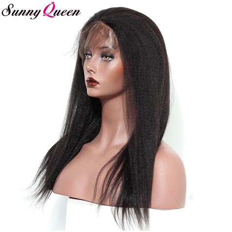 Italian Yaki Straight Full Lace Human Hair Wigs 150 Density Brazilian Lace Front Human Hair