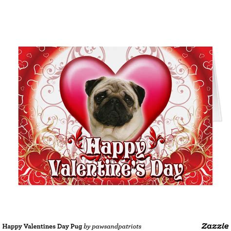 Happy Valentines Day Pug Holiday Card In 2020 Pugs
