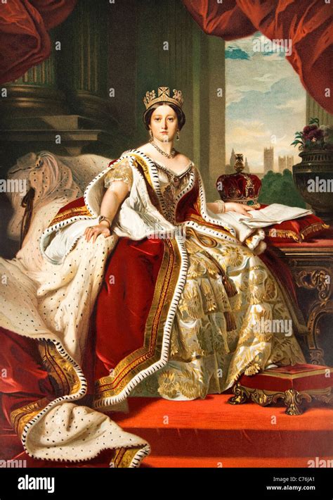 1859 Painting Of Her Majesty Queen Victoria In Her Robes Of State By