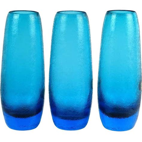 Murano Opalescent Blue Italian Art Glass Round Cylinder Flower Vases With Labels For Sale At 1stdibs