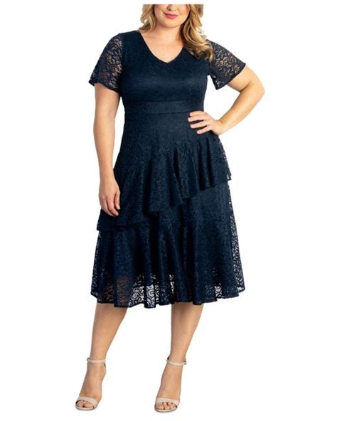 Kiyonna Plus Size Lace Affair Cocktail Dress In Navy Blue Lyst