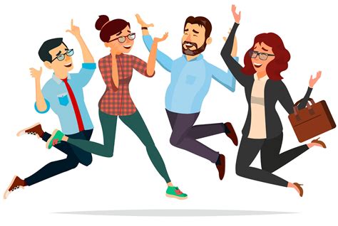 Business People Jumping Vector Celebrating Victory Concept Attainment