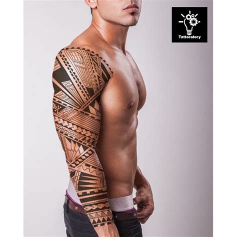 Polynesian Tribal Temporary Tattoo Sleeve For Men Large Temporary Tattoo Full Arm Fake Tattoo