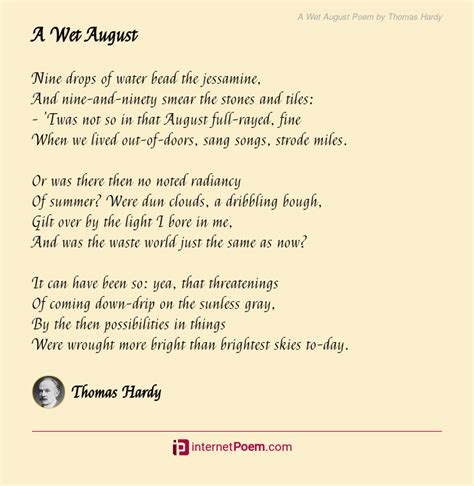 A Wet August Poem by Thomas Hardy