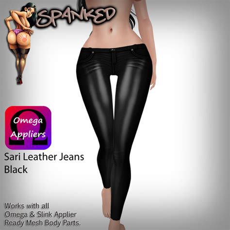 Second Life Marketplace Spanked Sari Leather Jeans Black