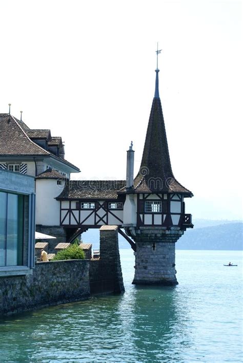 The Water Tower Of The Castle Of Oberhofen On Lake Thun Switzerland