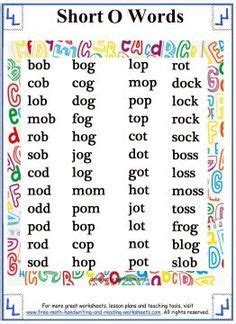 The second grade spelling program below spans 36 weeks and includes a master spelling list and five different printable spelling activities per week to help. Short Vowel Sound - Word Lists - Short O | English phonics ...