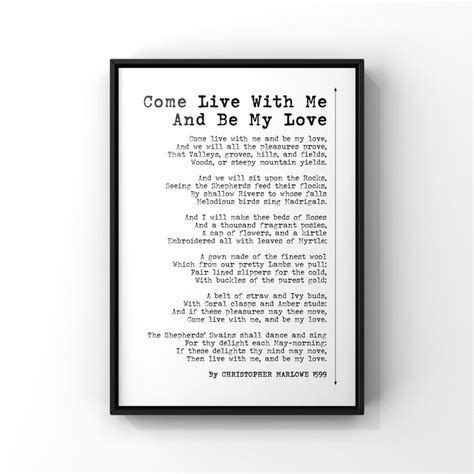 Come Live With Me And Be My Love Poem By Christopher Marlowe Etsy