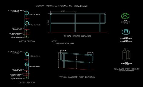Details Railings Of Handrails Dwg Detail For Autocad Designs Cad