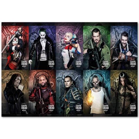 B187 New Suicide Squad 2016 Hot Dc Movie All Characters Top A4 Art Silk