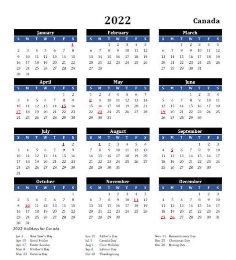 2022 canada calendar with holidays allcalendarorg
