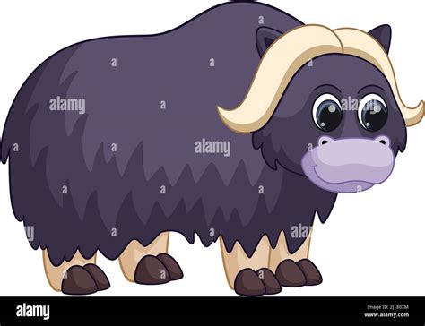Musk Ox Nordic Big Animal Funny Cartoon Character Stock Vector Image