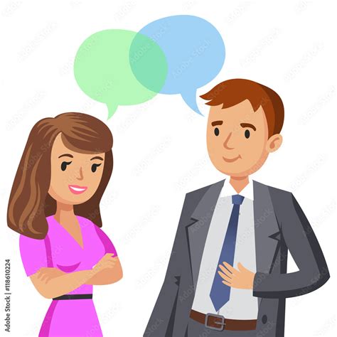 Man And Women Talking Meeting Colleagues Or Friends Vector Stock ベクター