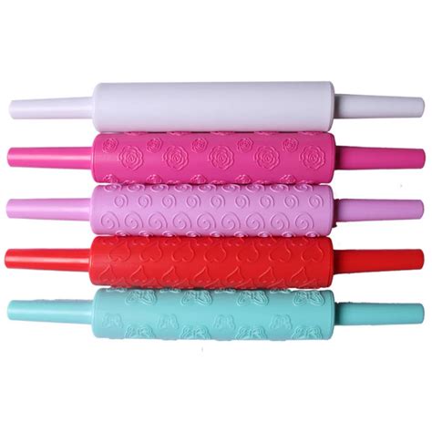 Rolling Pin Designed Fondant Pastry Roller Craft Portable Embossed Rolling Pin Heart Pattern