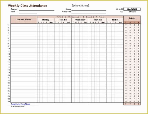 Time And Attendance Templates Free Of Free Attendance Tracking