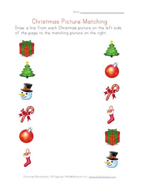 Christmas Pictures Matching Worksheet Christmas Worksheets Preschool