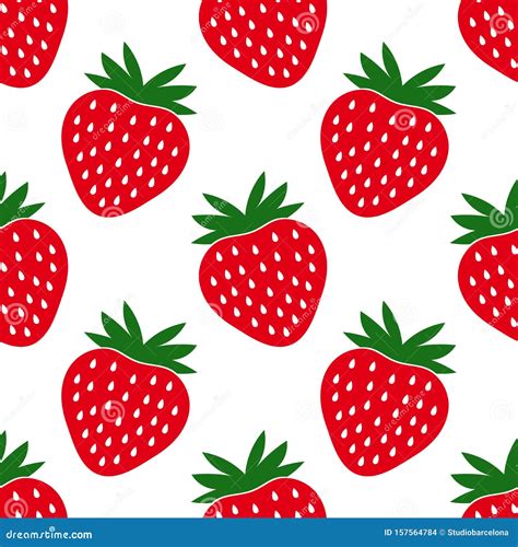 Strawberries Fruits Seamless Pattern Stock Vector Illustration Of