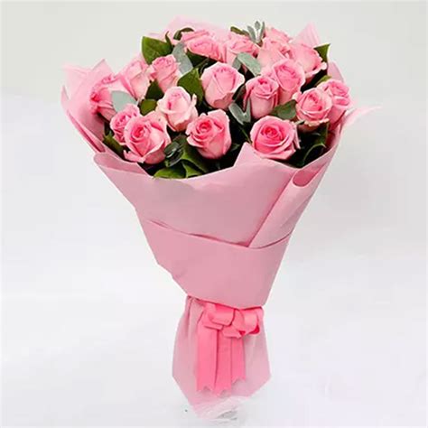 Online Bunch Of 20 Pink Roses T Delivery In Singapore Ferns N Petals