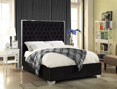 Liena Black Velvet Bed