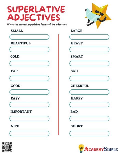 Comparative And Superlative Adjectives Worksheet Part Superlative Hot