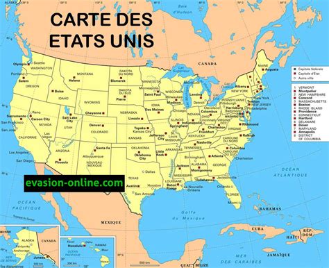 Ce pays est une république fédérale composée de cinquante états fédérés. Carte des états unis » Vacances - Arts- Guides Voyages
