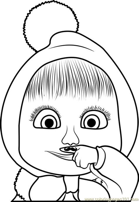 Cute Masha Coloring Page for Kids - Free Masha and the Bear Printable